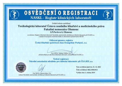 Osvědčení o registraci NASKL