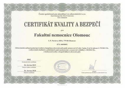 Certifikát kvality a bezpečí